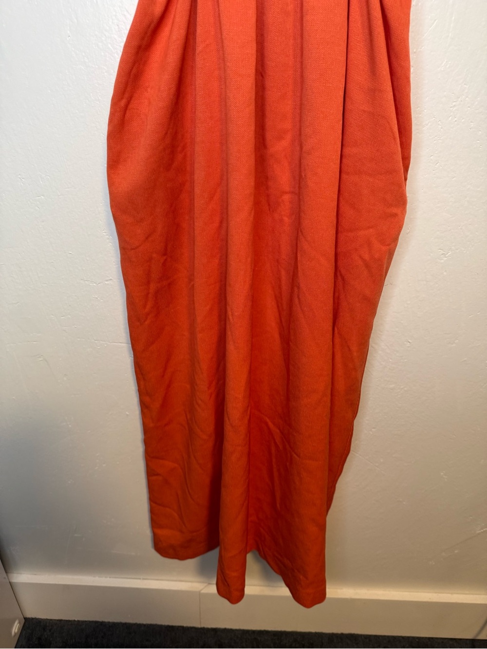 Line & Dot Coral Orange Cutout Midi Dress XS Pockets Adjustable Straps - Picture 4 of 13